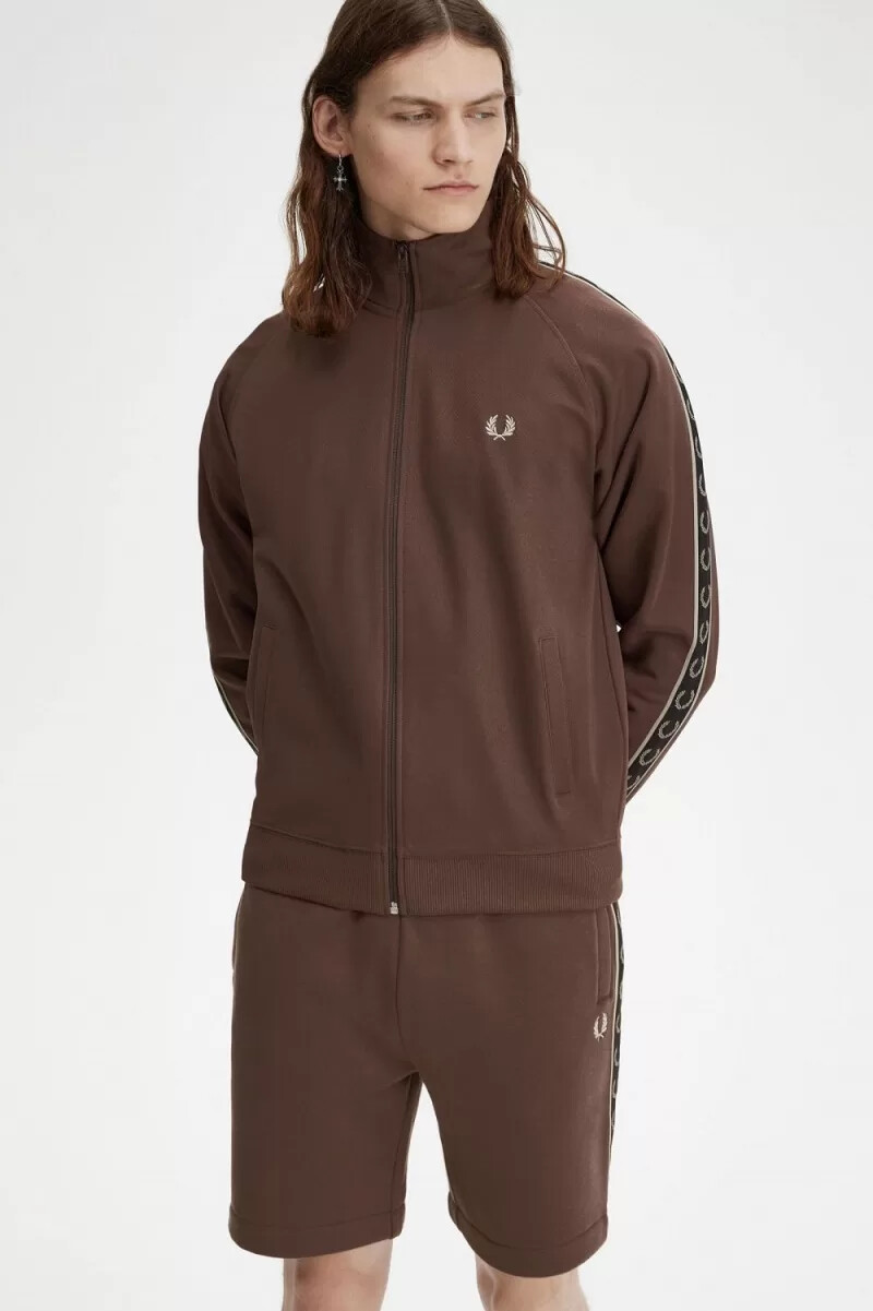 giacche da tuta da uomo fred perry contrast tape rosso scuro grigio caldo