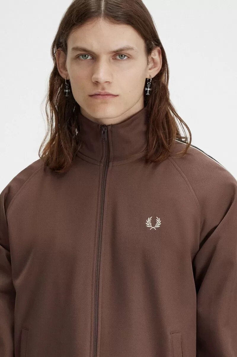 giacche da tuta da uomo fred perry contrast tape rosso scuro grigio caldo