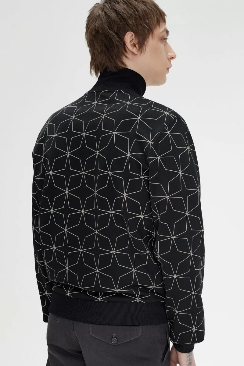 giacche da tuta da uomo con stampa geometrica fred perry nere
