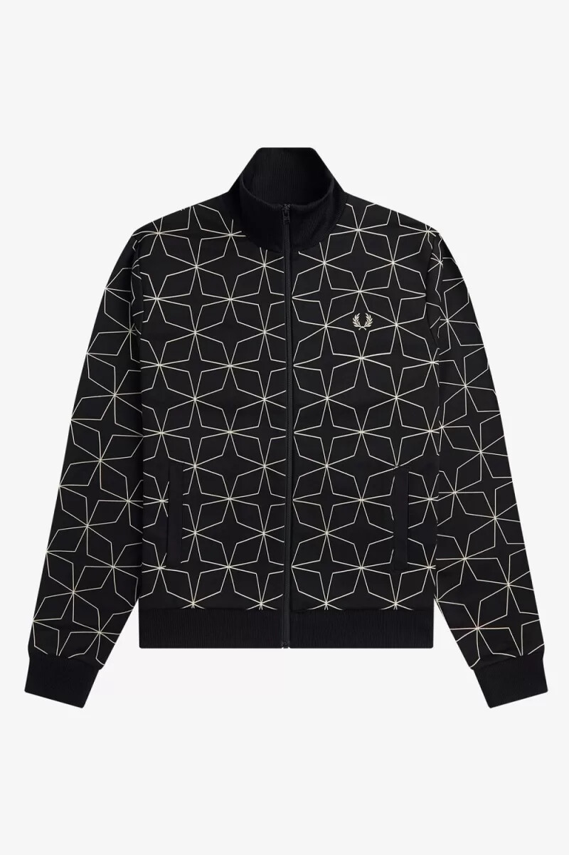 giacche da tuta da uomo con stampa geometrica fred perry nere