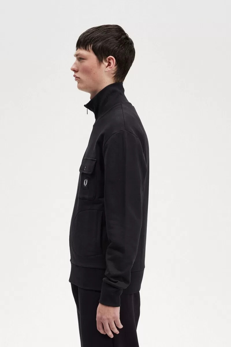 fred perry funnel neck - giacca sportiva da uomo nera