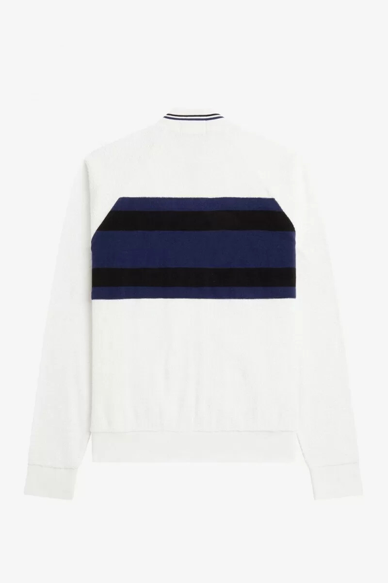 fred perry toweling bomber jacket da uomo bianco neve