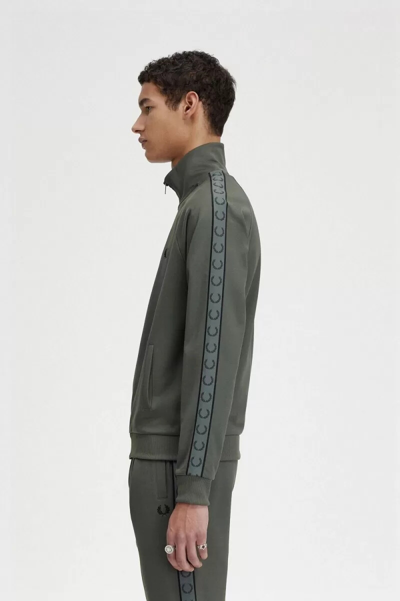 giacche da tuta da uomo fred perry contrast tape field green black