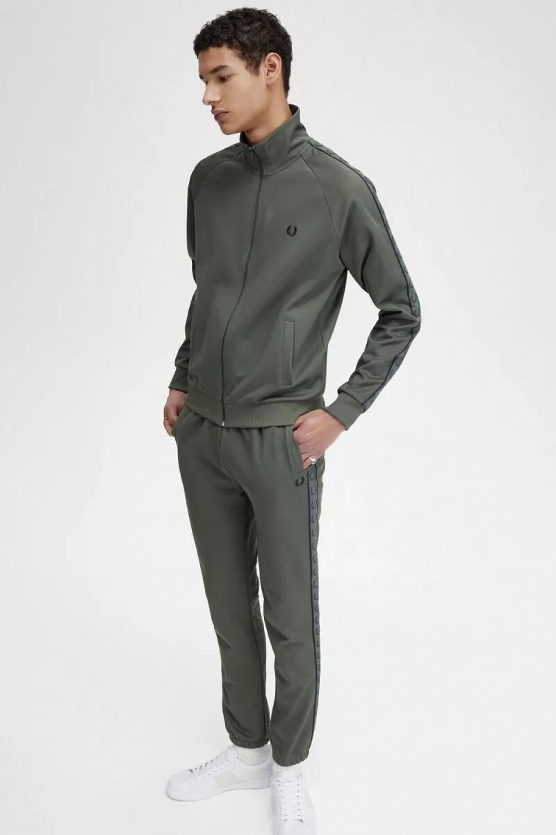 giacche da tuta da uomo fred perry contrast tape field green black