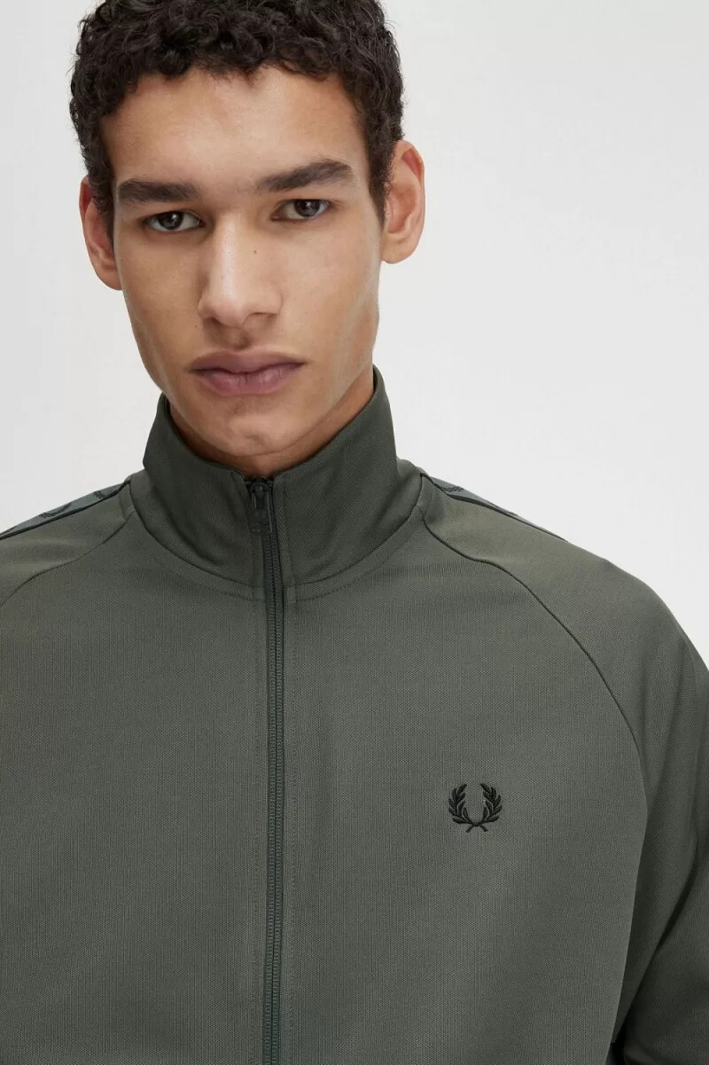 giacche da tuta da uomo fred perry contrast tape field green black