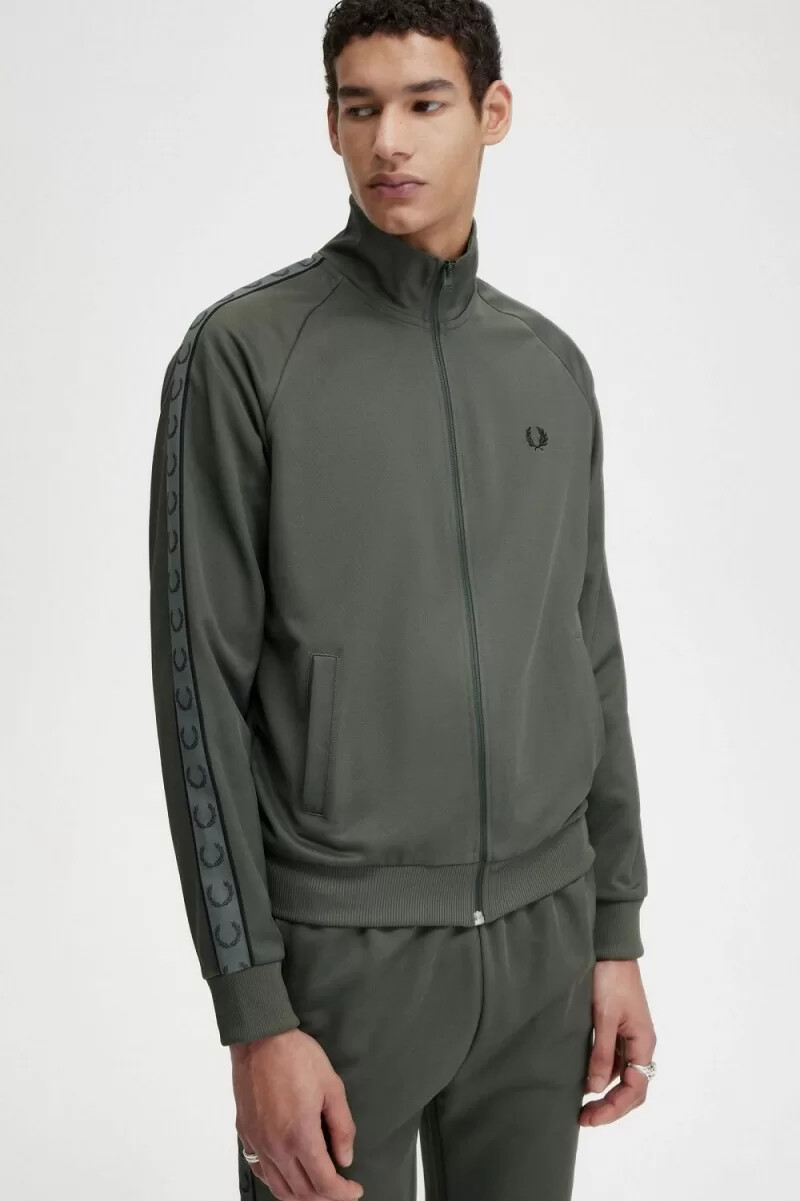 giacche da tuta da uomo fred perry contrast tape field green black