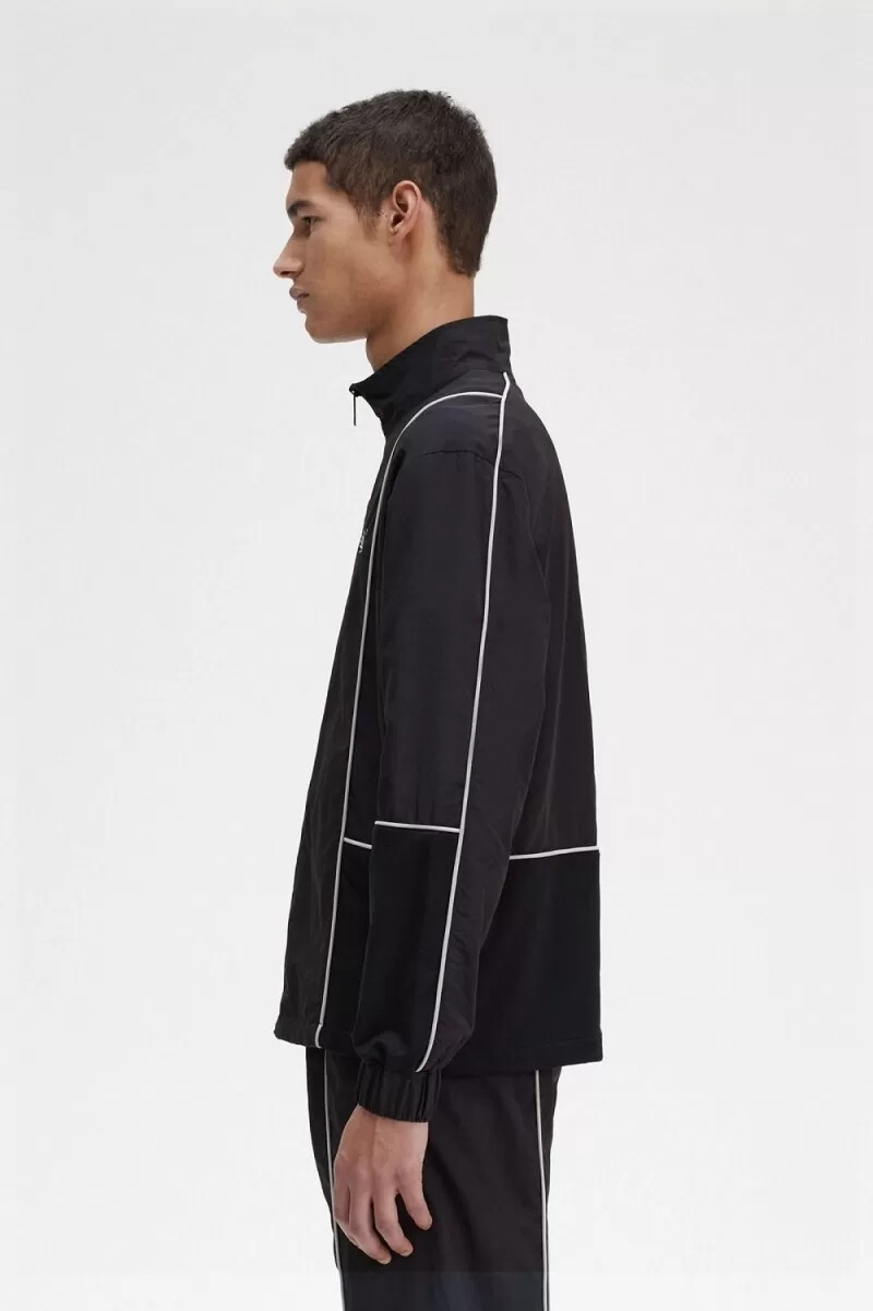 fred perry piped shell giacche da uomo nere