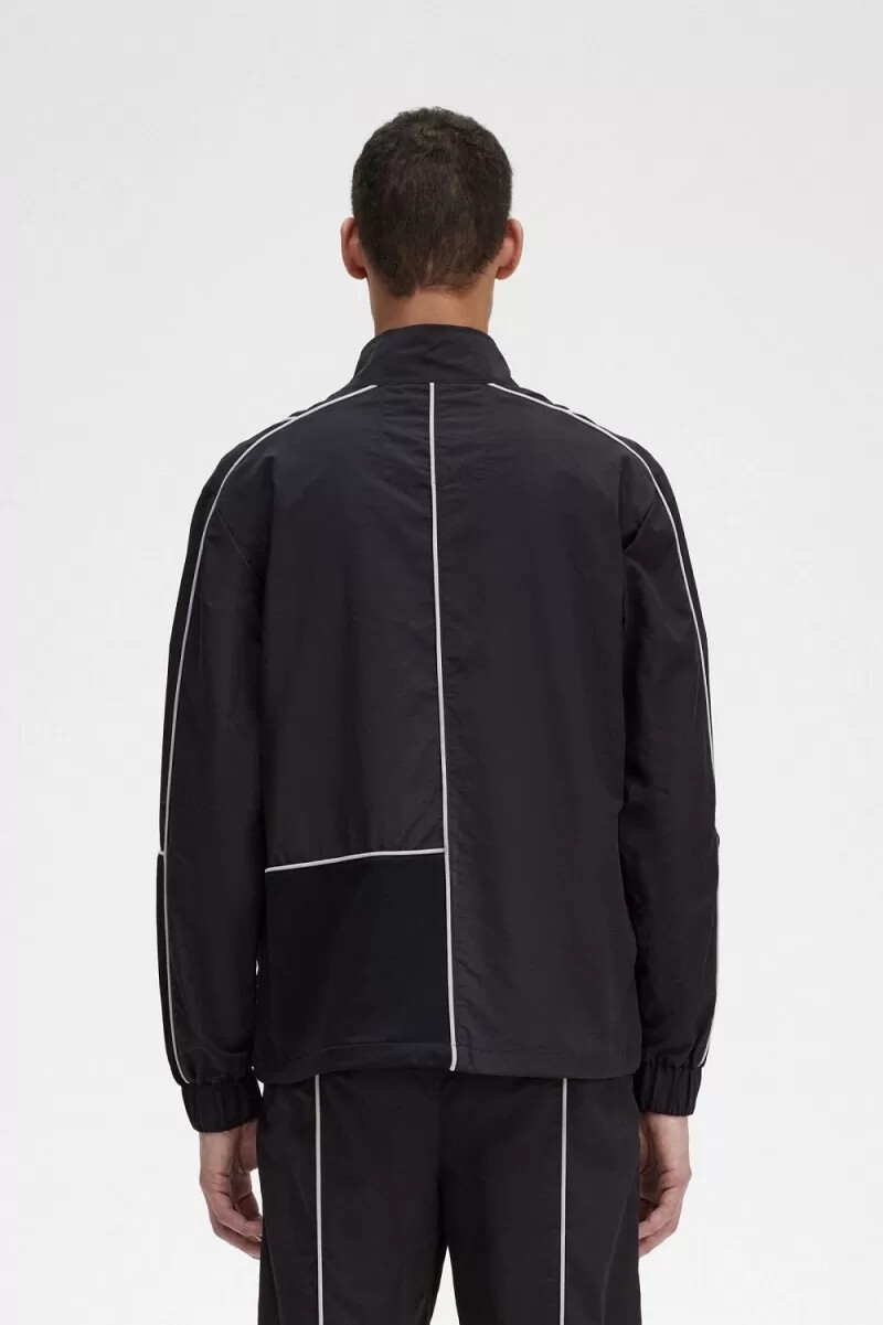 fred perry piped shell giacche da uomo nere