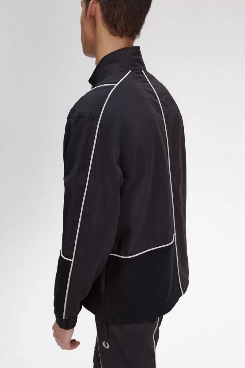 fred perry piped shell giacche da uomo nere