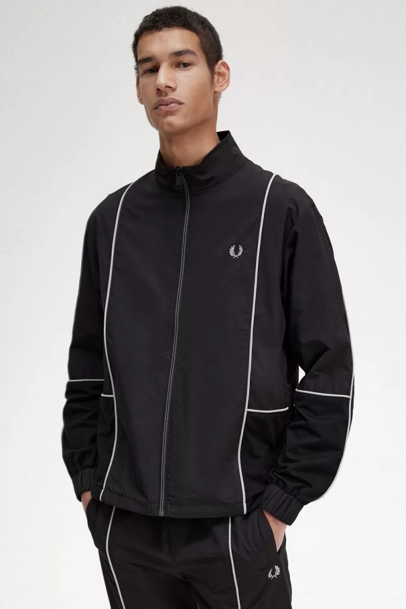 fred perry piped shell giacche da uomo nere