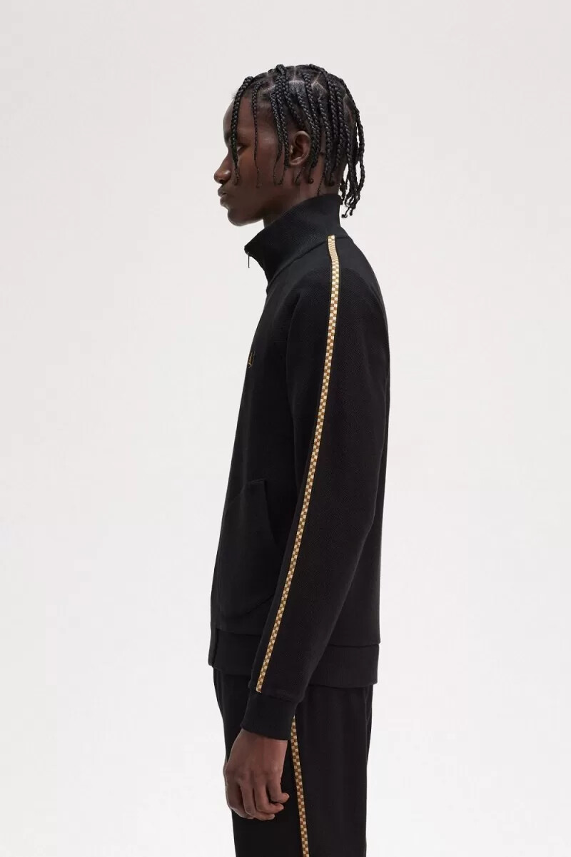 fred perry chequerboard tape giacche da uomo nere