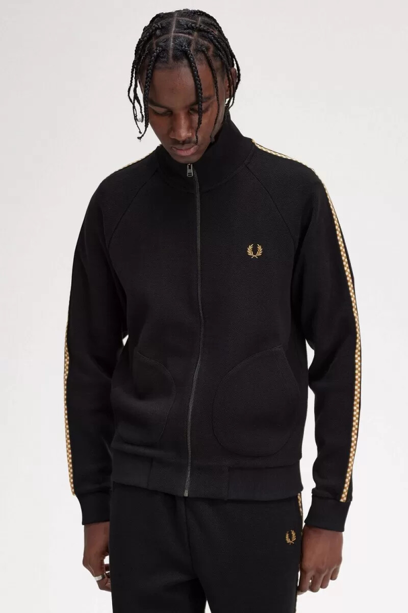 fred perry chequerboard tape giacche da uomo nere
