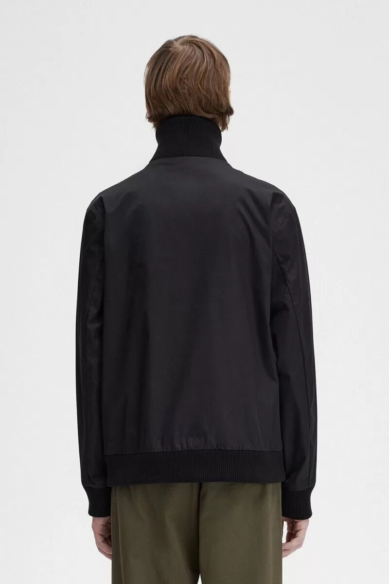 fred perry bomber da tennis in maglia a coste da uomo nero