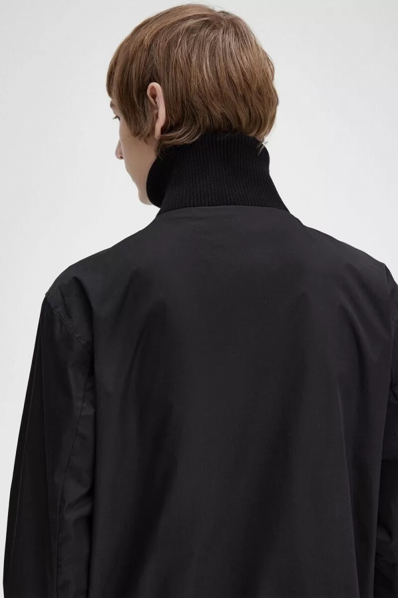 fred perry bomber da tennis in maglia a coste da uomo nero