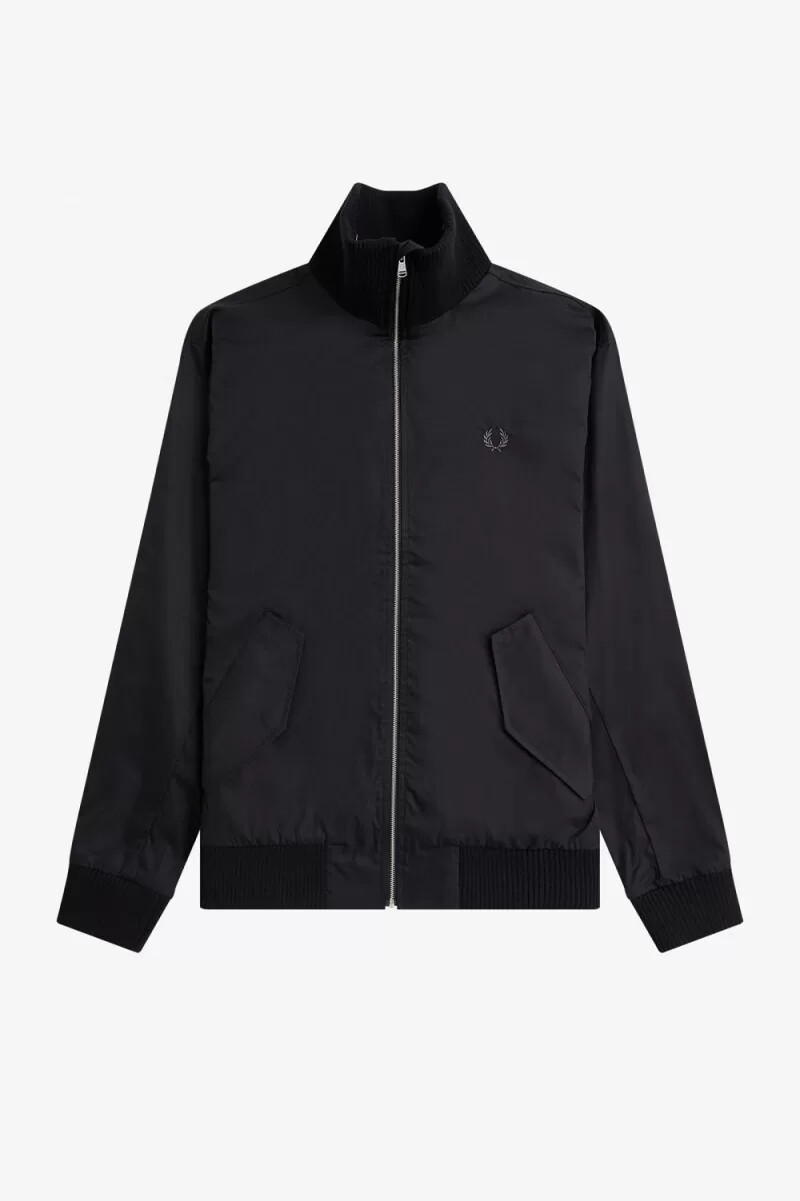 fred perry bomber da tennis in maglia a coste da uomo nero