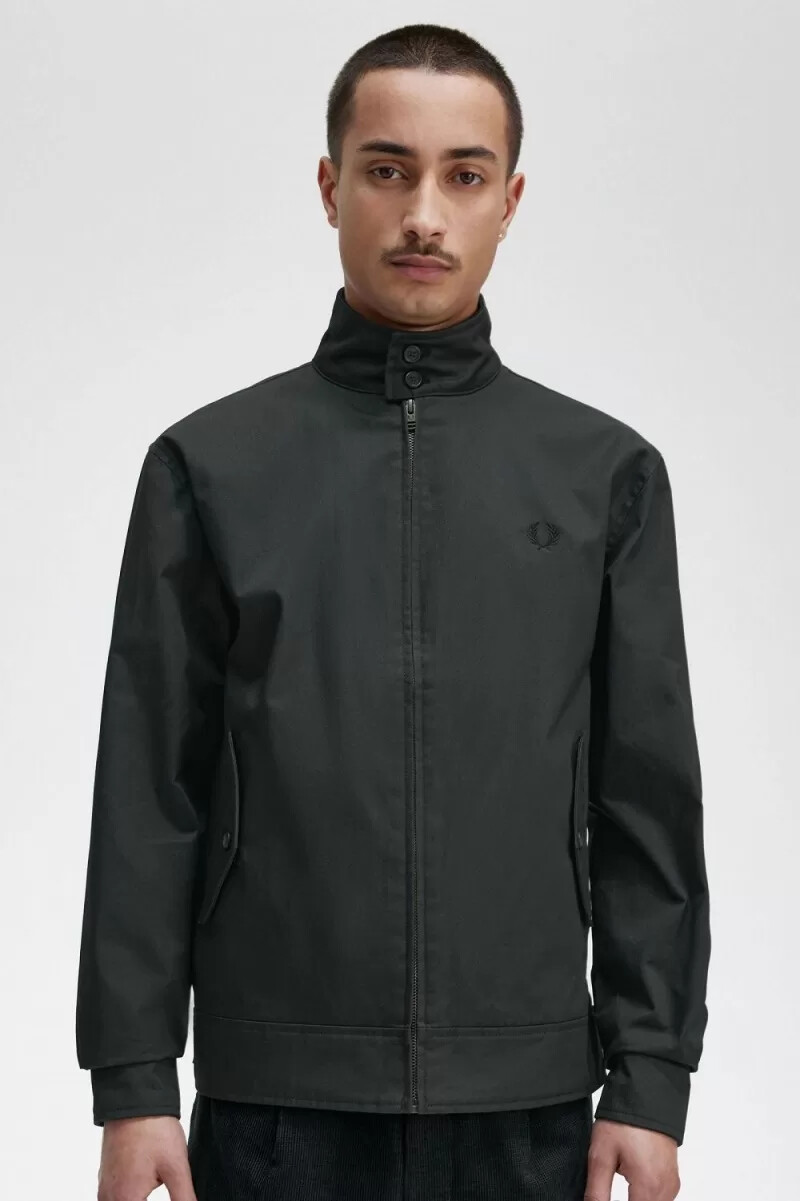 giacche da uomo in cotone cerato fred perry verde notte