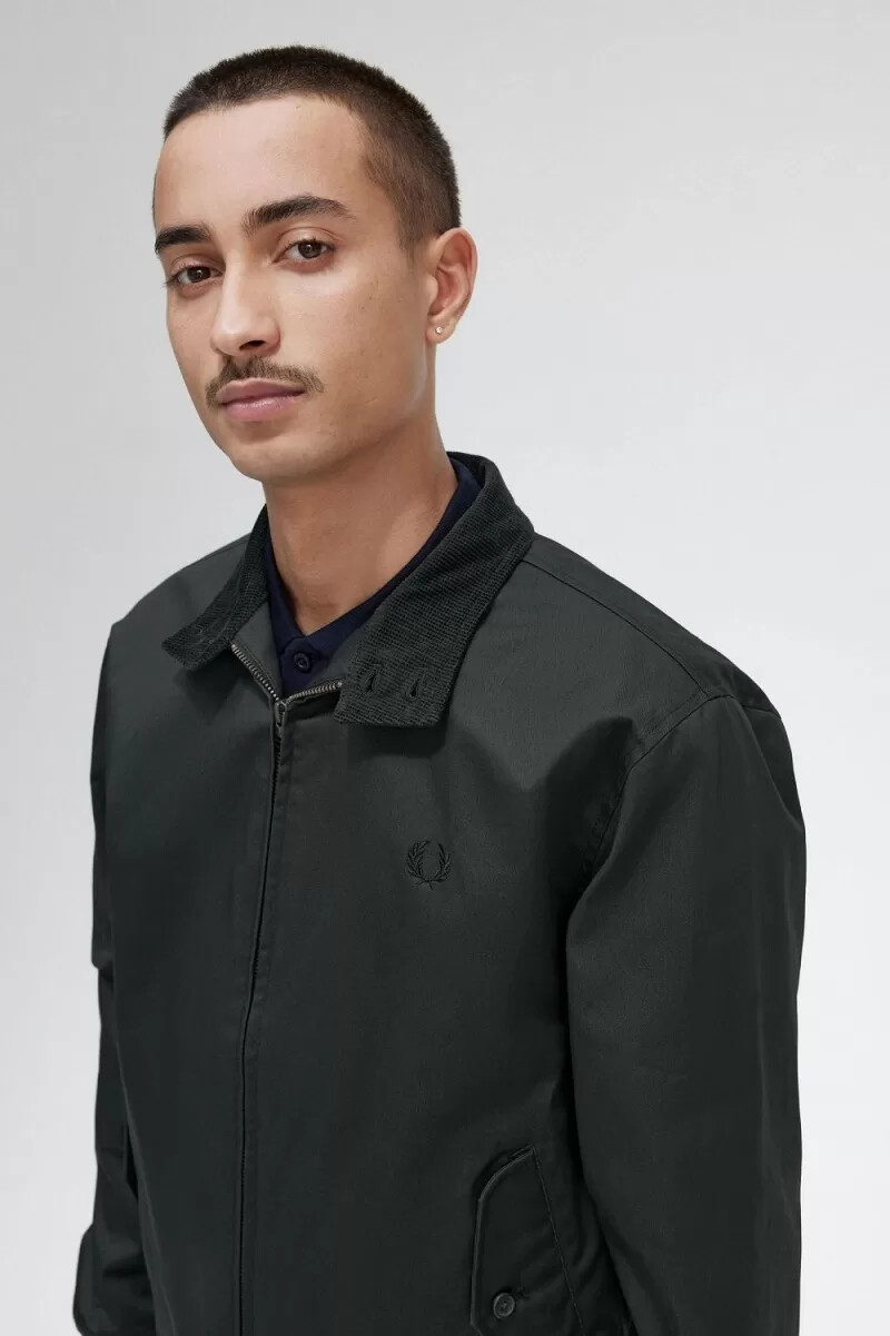 giacche da uomo in cotone cerato fred perry verde notte
