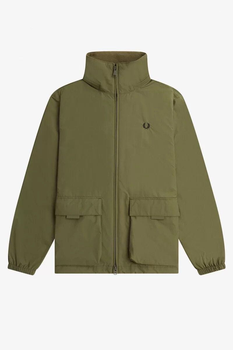 giacche da uomo fred perry patch pocket zip through uniform green