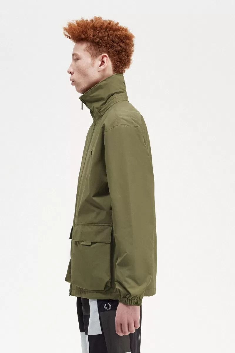 giacche da uomo fred perry patch pocket zip through uniform green