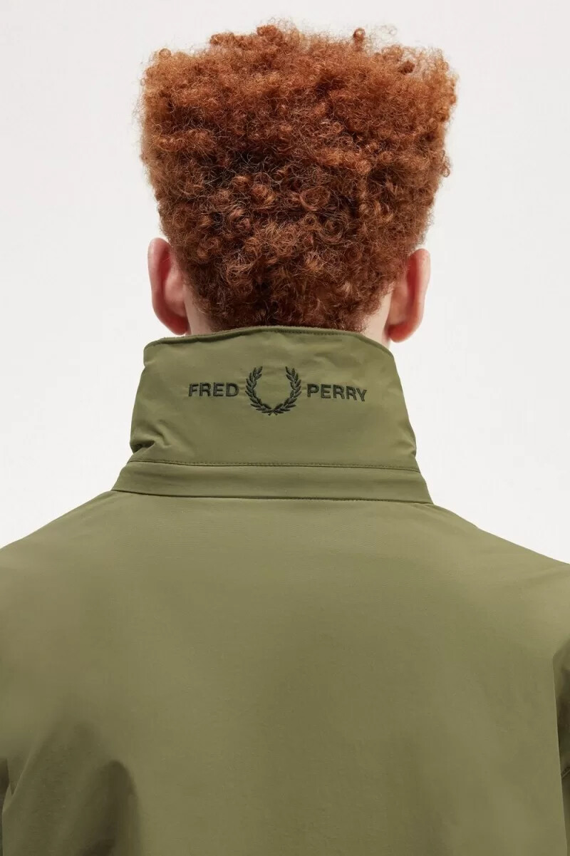 giacche da uomo fred perry patch pocket zip through uniform green