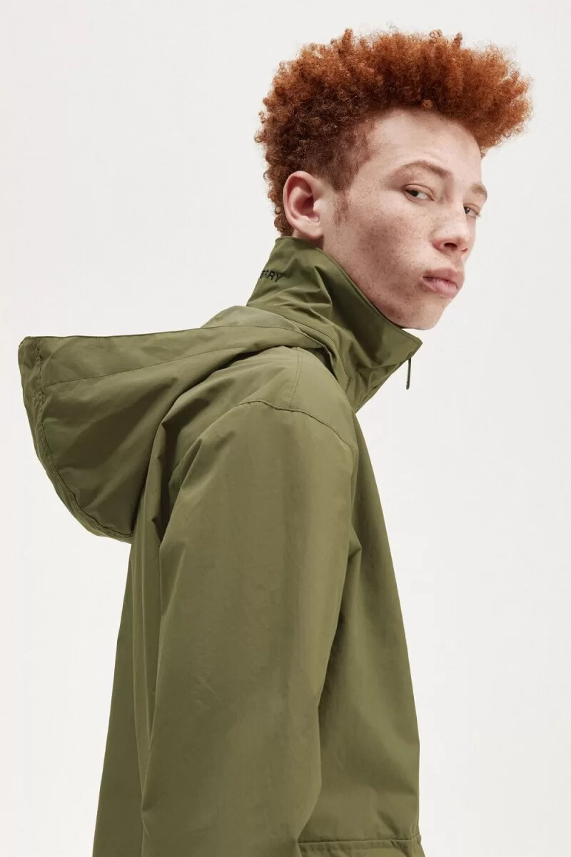 giacche da uomo fred perry patch pocket zip through uniform green