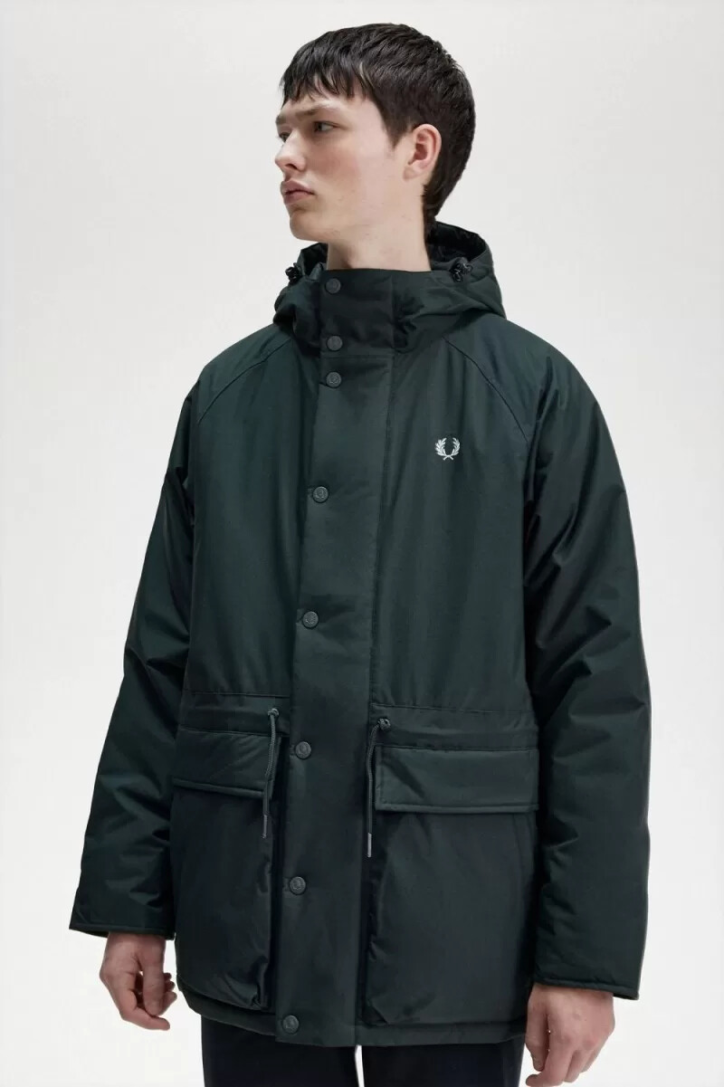 giacche imbottite con cerniera da uomo fred perry verde notte