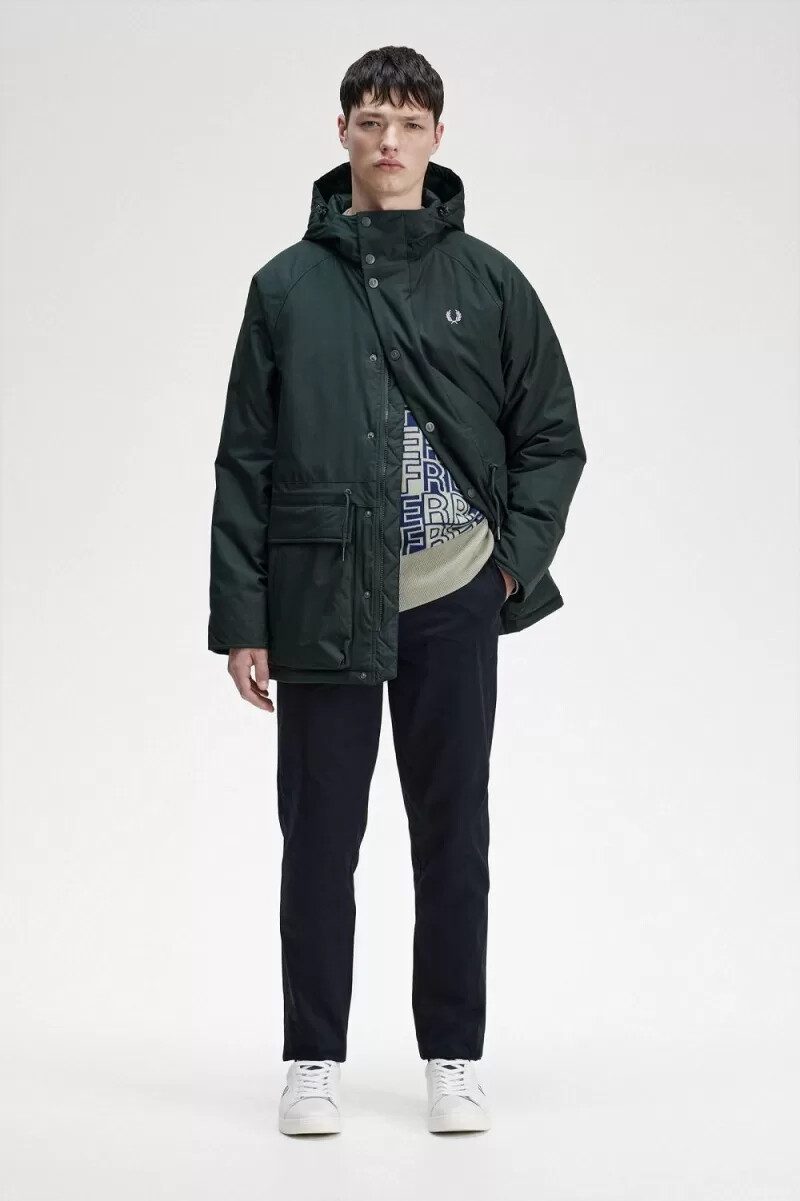 giacche imbottite con cerniera da uomo fred perry verde notte