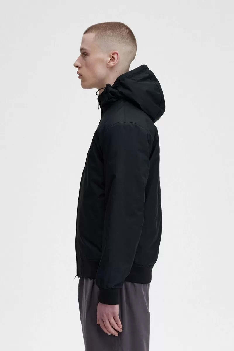 fred perry giacca imbottita con cappuccio brentham da uomo colore nero canna di fucile