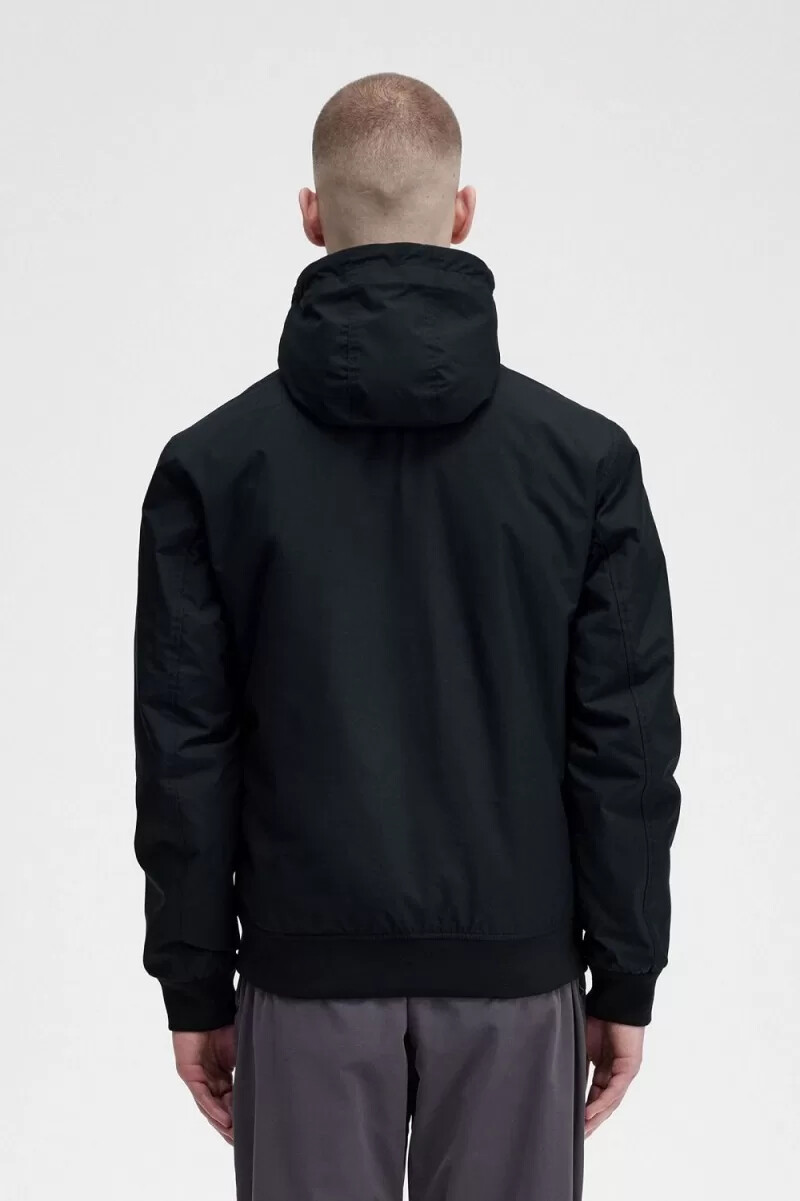 fred perry giacca imbottita con cappuccio brentham da uomo colore nero canna di fucile