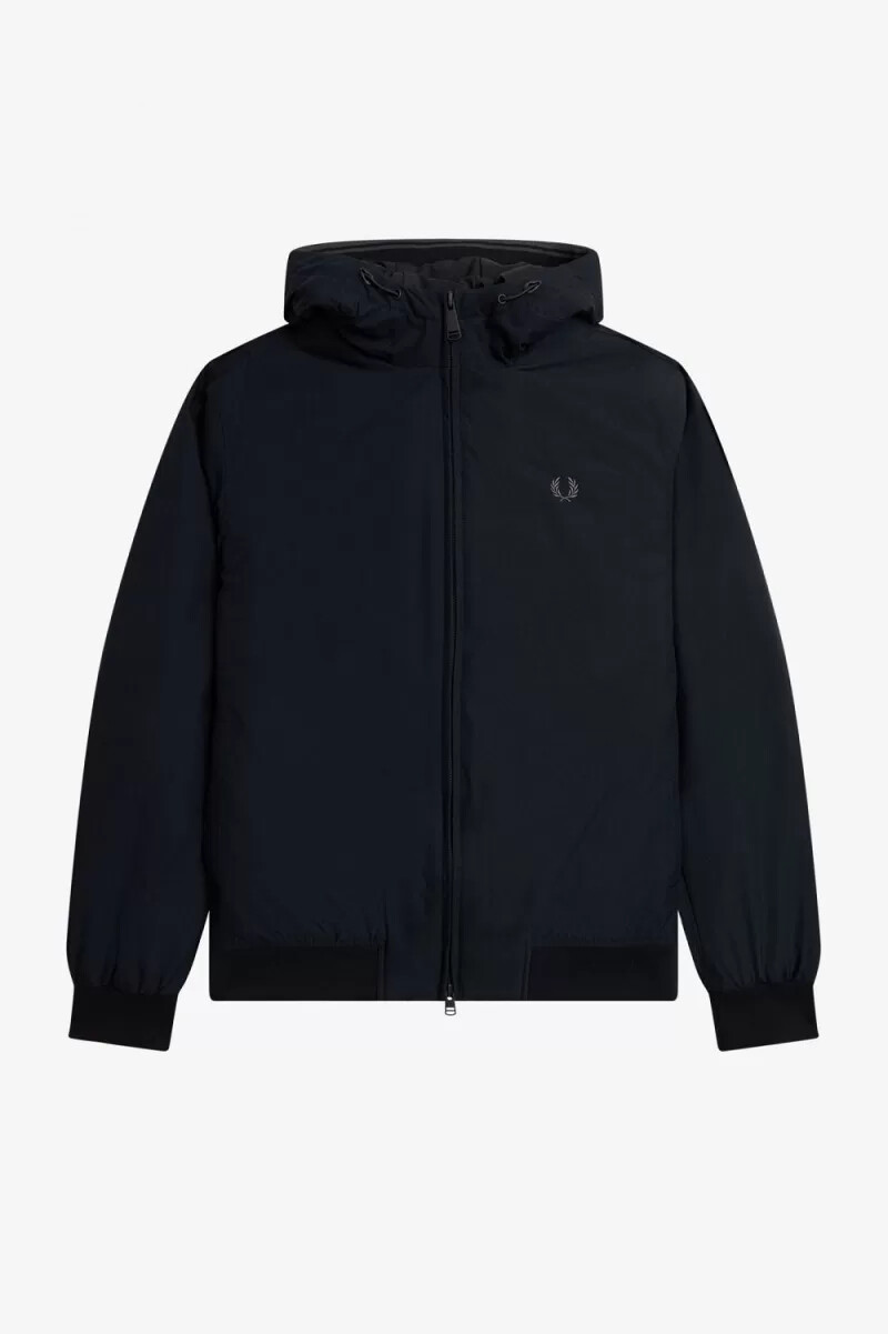 fred perry giacca imbottita con cappuccio brentham da uomo colore nero canna di fucile