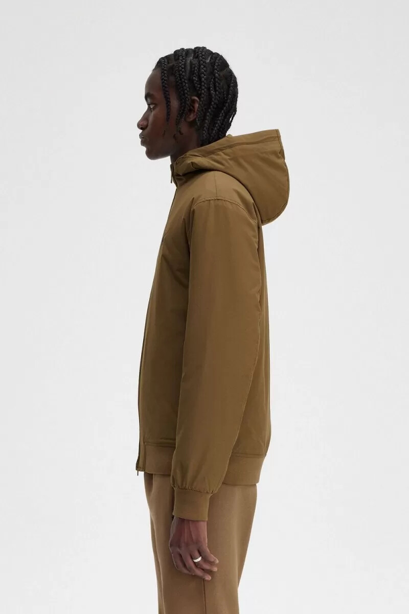fred perry giacca imbottita con cappuccio brentham da uomo marrone