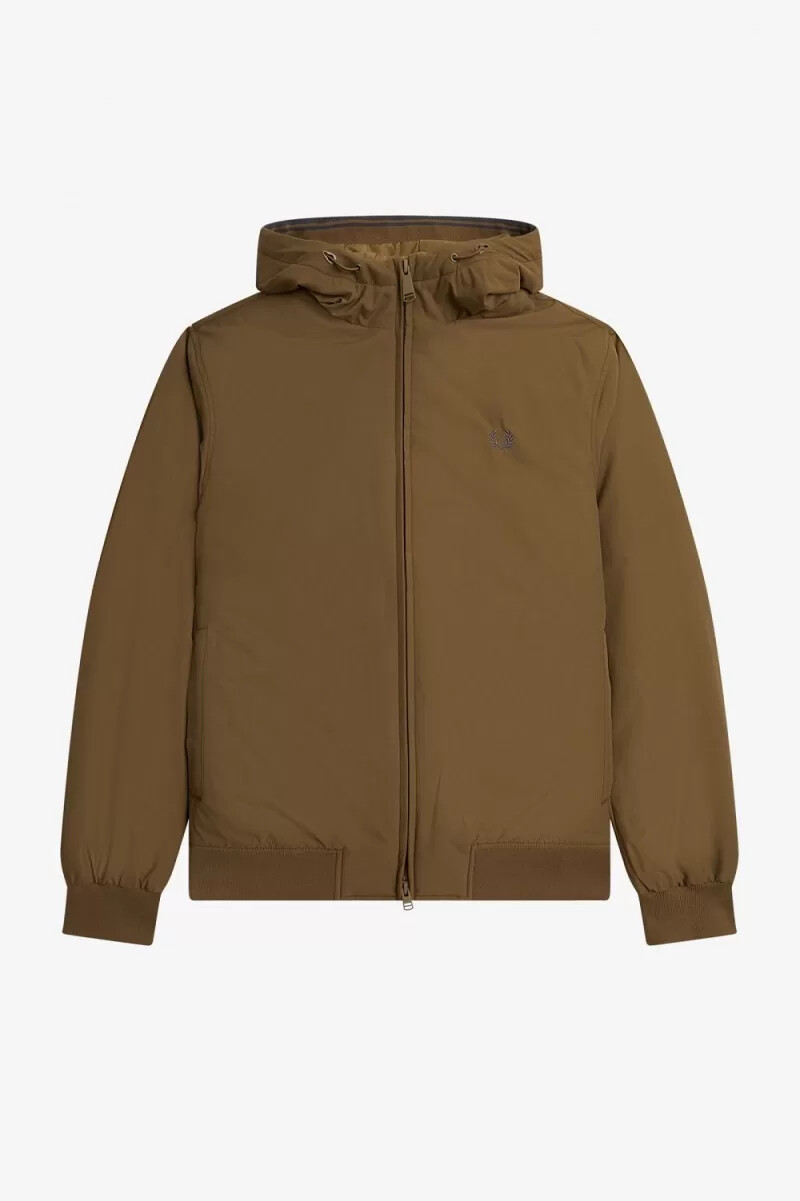 fred perry giacca imbottita con cappuccio brentham da uomo marrone