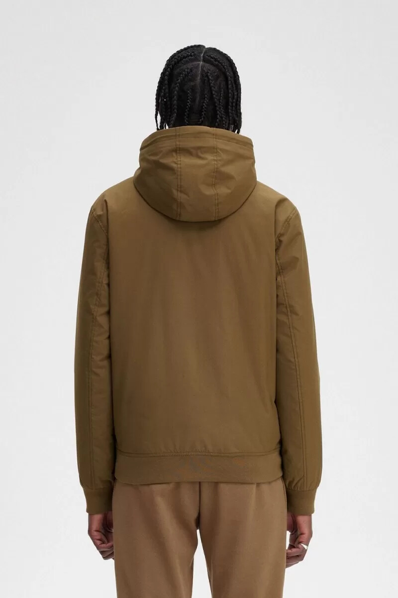 fred perry giacca imbottita con cappuccio brentham da uomo marrone