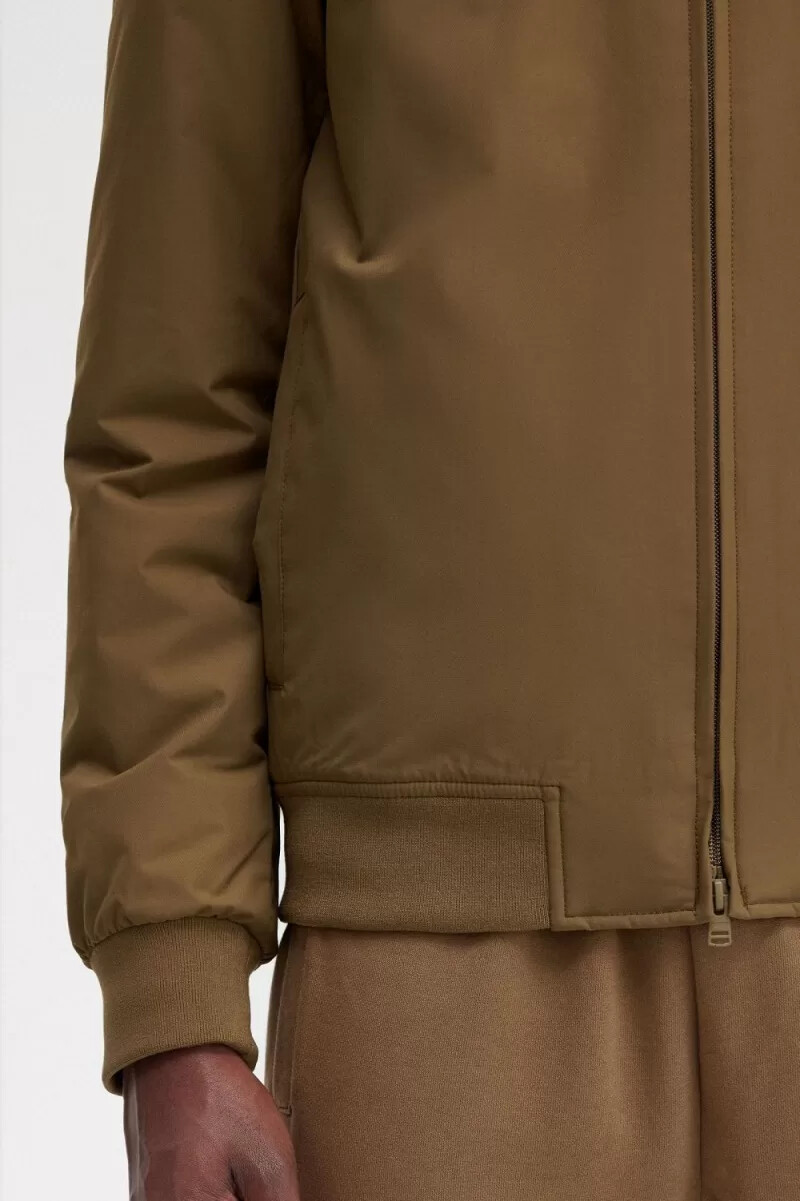 fred perry giacca imbottita con cappuccio brentham da uomo marrone