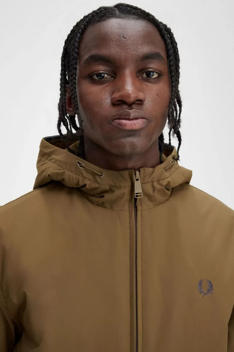 fred perry giacca imbottita con cappuccio brentham da uomo marrone