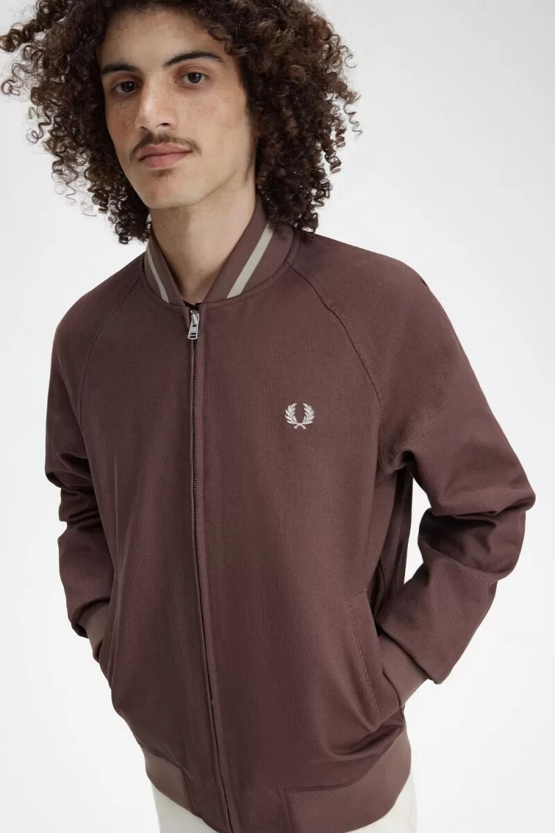 fred perry corduroy tennis bomber da uomo rosso scuro