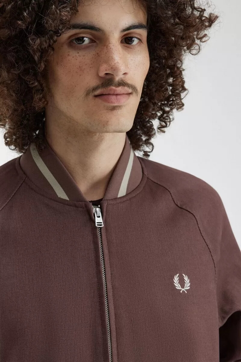 fred perry corduroy tennis bomber da uomo rosso scuro
