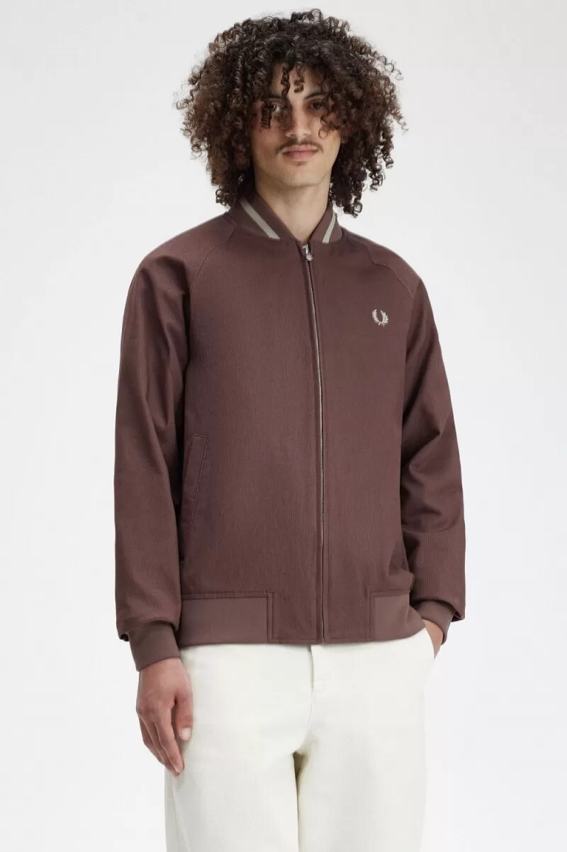 fred perry corduroy tennis bomber da uomo rosso scuro