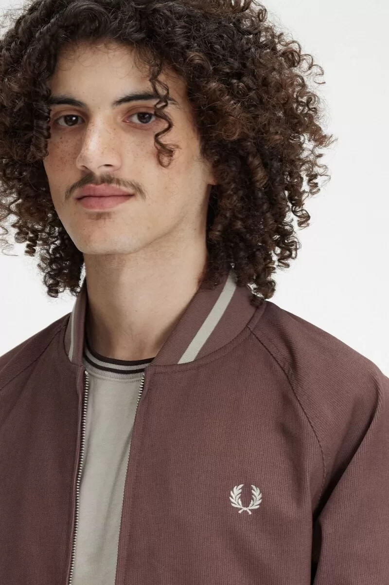 fred perry corduroy tennis bomber da uomo rosso scuro