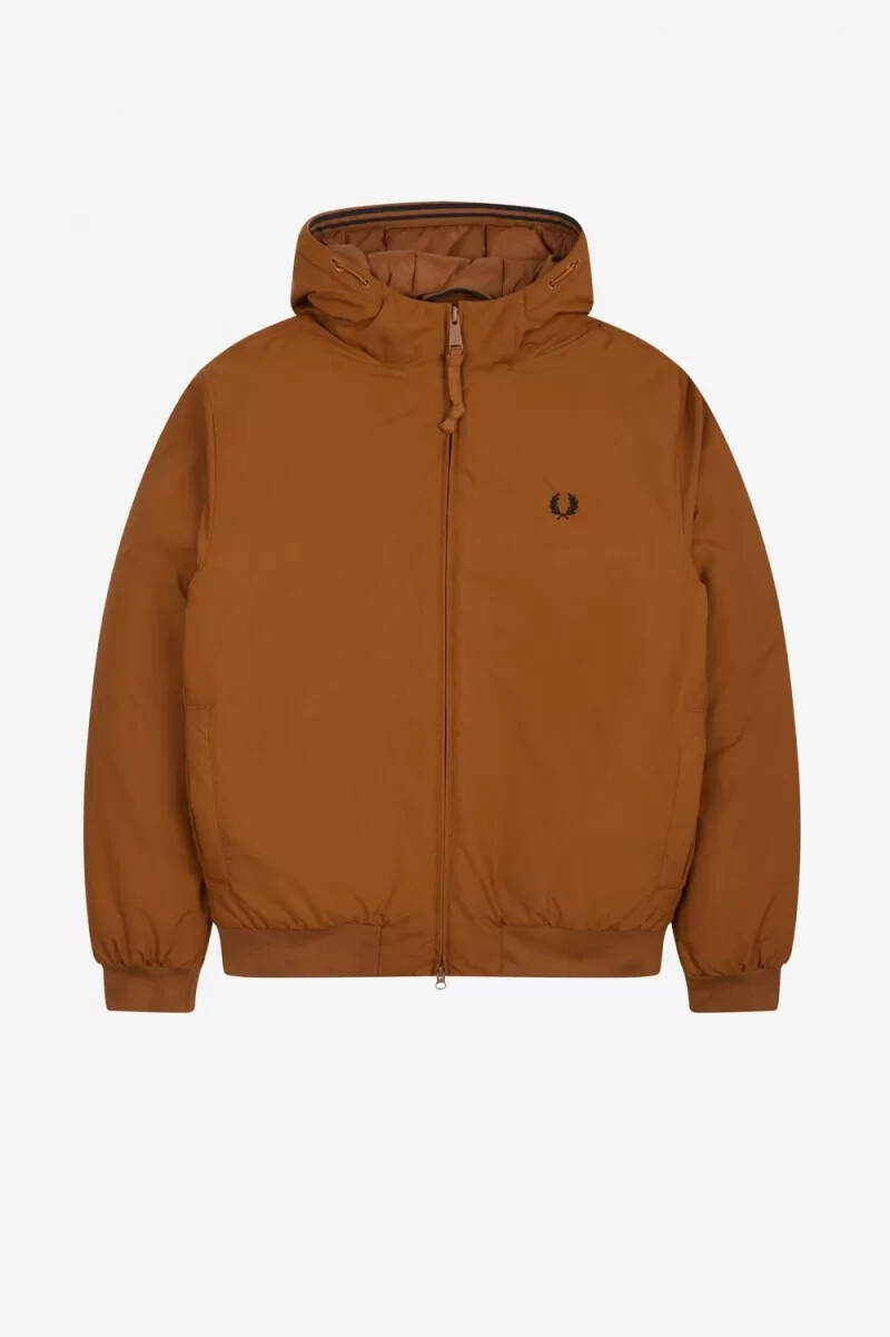 fred perry brentham giacche imbottite con cappuccio da uomo colore caffè scuro