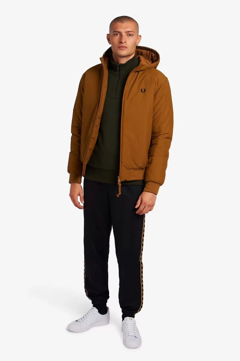 fred perry brentham giacche imbottite con cappuccio da uomo colore caffè scuro