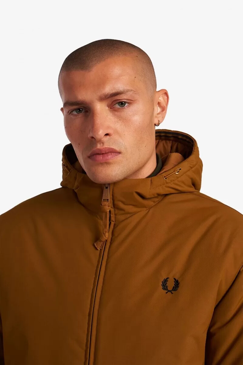 fred perry brentham giacche imbottite con cappuccio da uomo colore caffè scuro