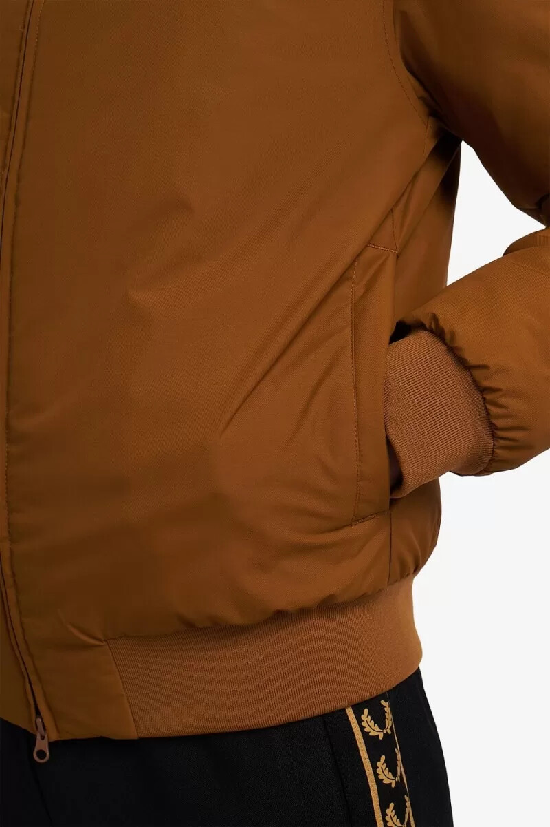 fred perry brentham giacche imbottite con cappuccio da uomo colore caffè scuro