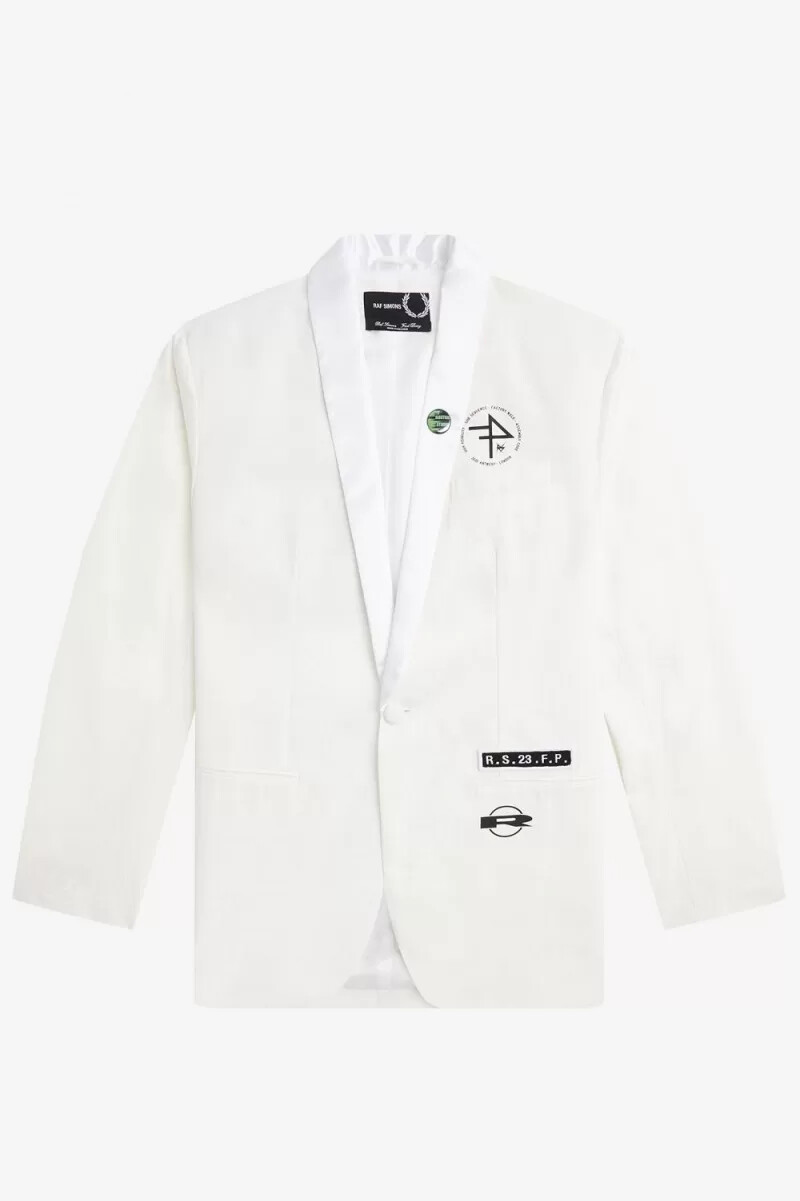blazer con collo a scialle fred perry da uomo bianco