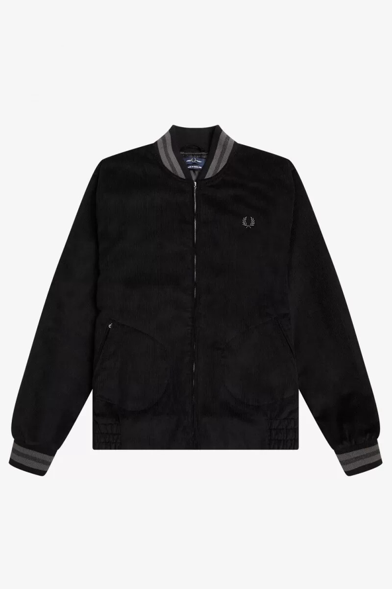 fred perry needlecord tennis bomber da uomo nero