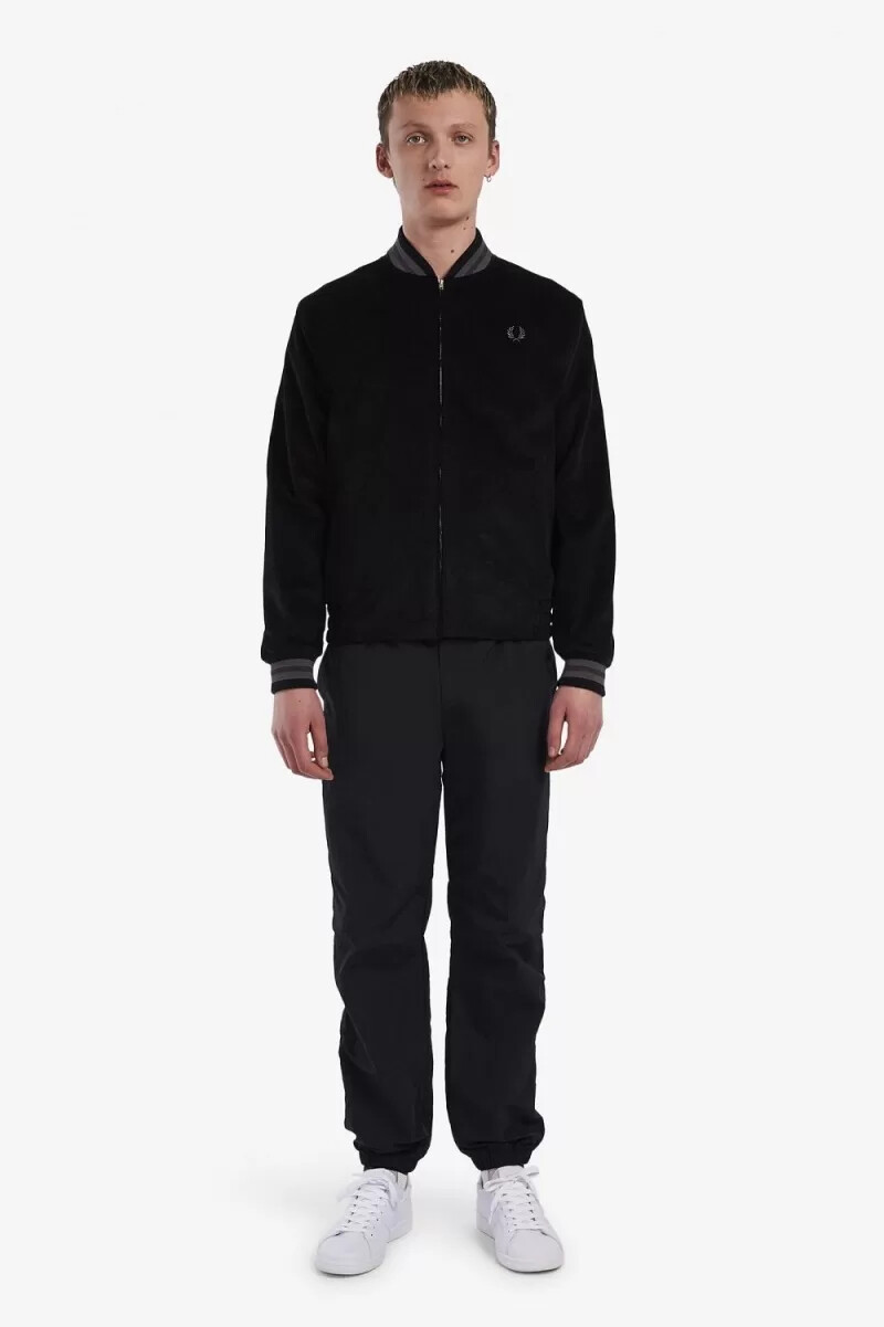 fred perry needlecord tennis bomber da uomo nero