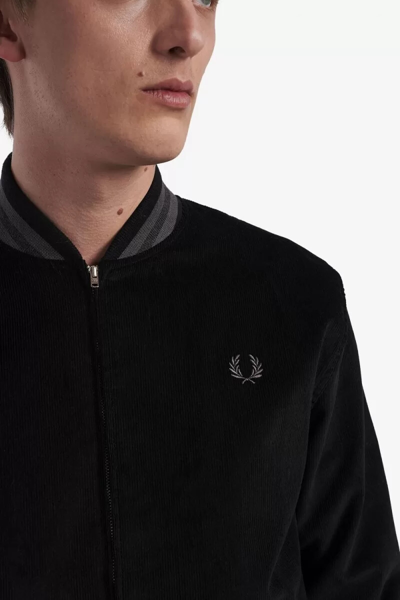 fred perry needlecord tennis bomber da uomo nero