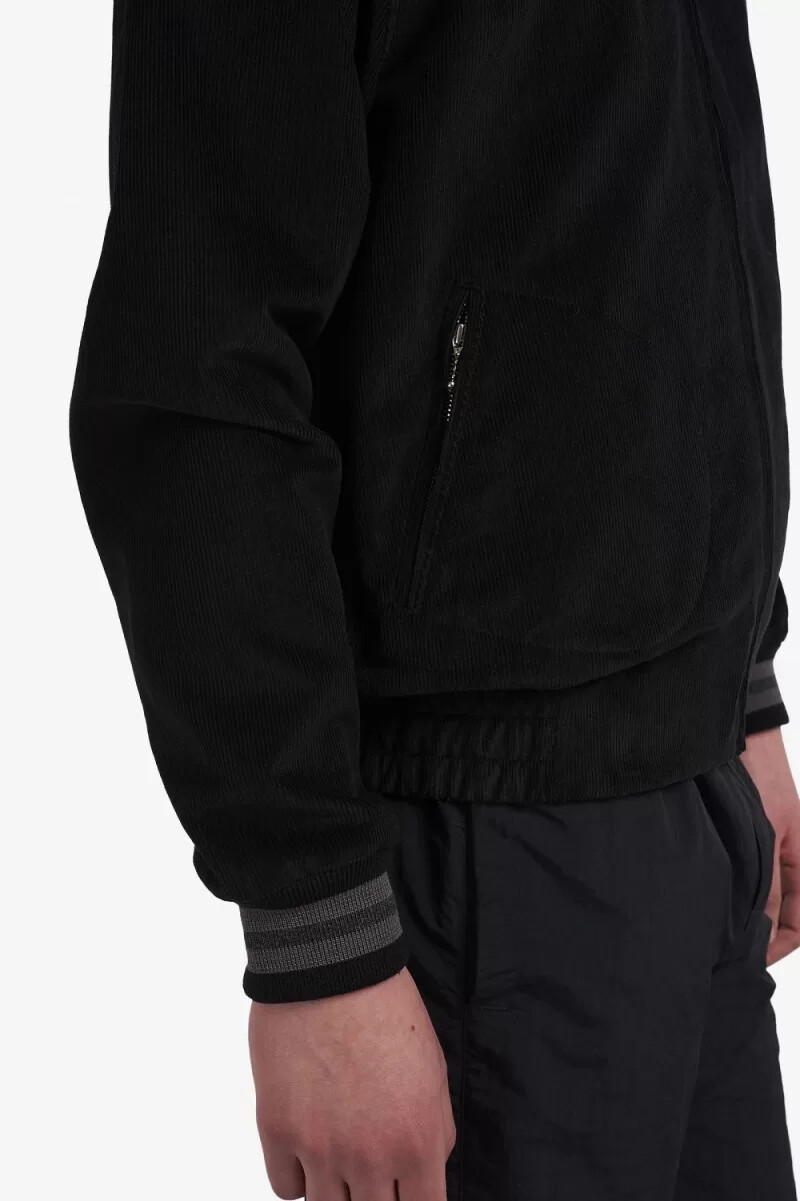 fred perry needlecord tennis bomber da uomo nero