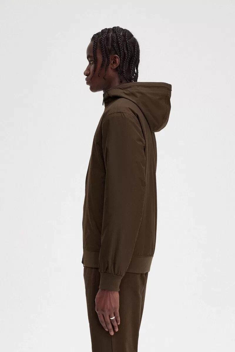 fred perry giacca imbottita con cappuccio brentham da uomo tabacco bruciato