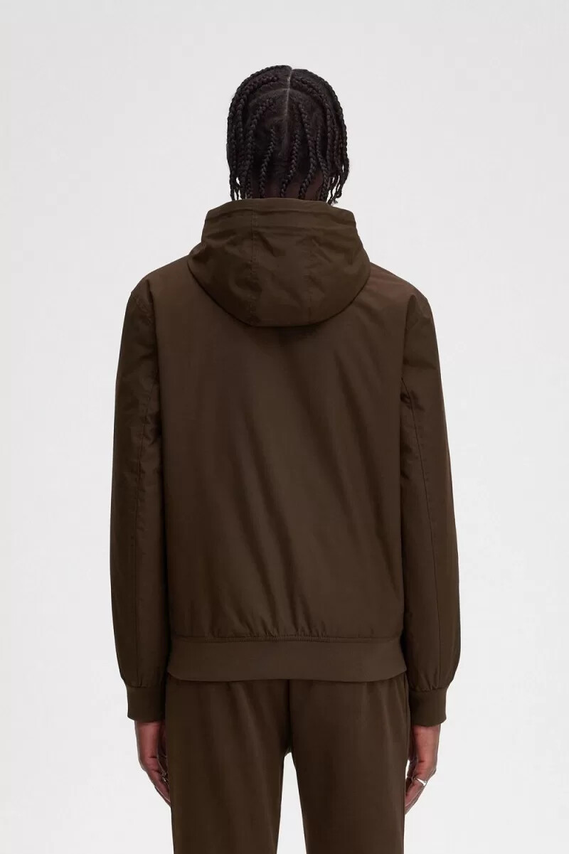 fred perry giacca imbottita con cappuccio brentham da uomo tabacco bruciato